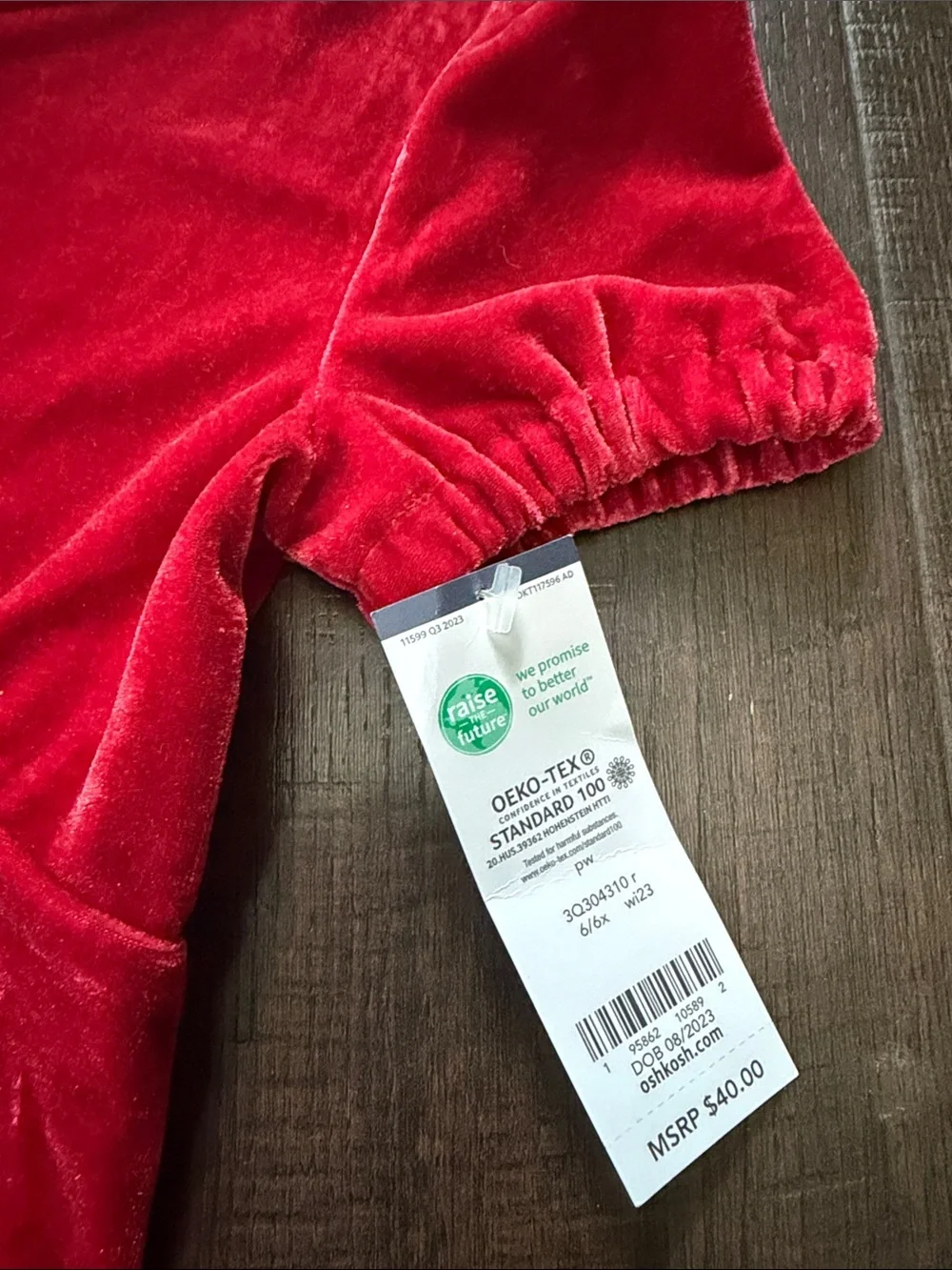 OshKosh B'gosh Red Velvet Short Sleeve Dress